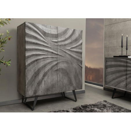Buffet Haut en Bois d'Acacia Gris 120 cm