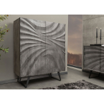 Buffet Haut en Bois d'Acacia Gris 120 cm