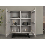 Buffet Haut en Bois d'Acacia Gris 120 cm