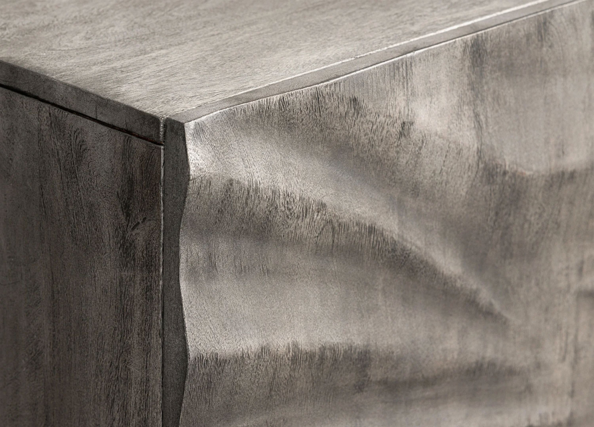 Buffet Haut en Bois d'Acacia Gris 120 cm