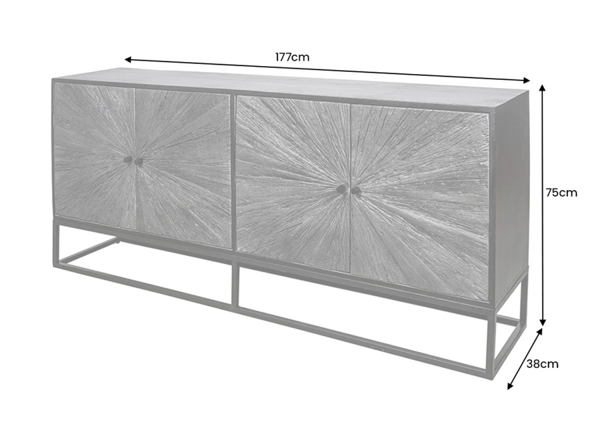 Long Buffet en Bois de Manguier et de Teck - 177 cm