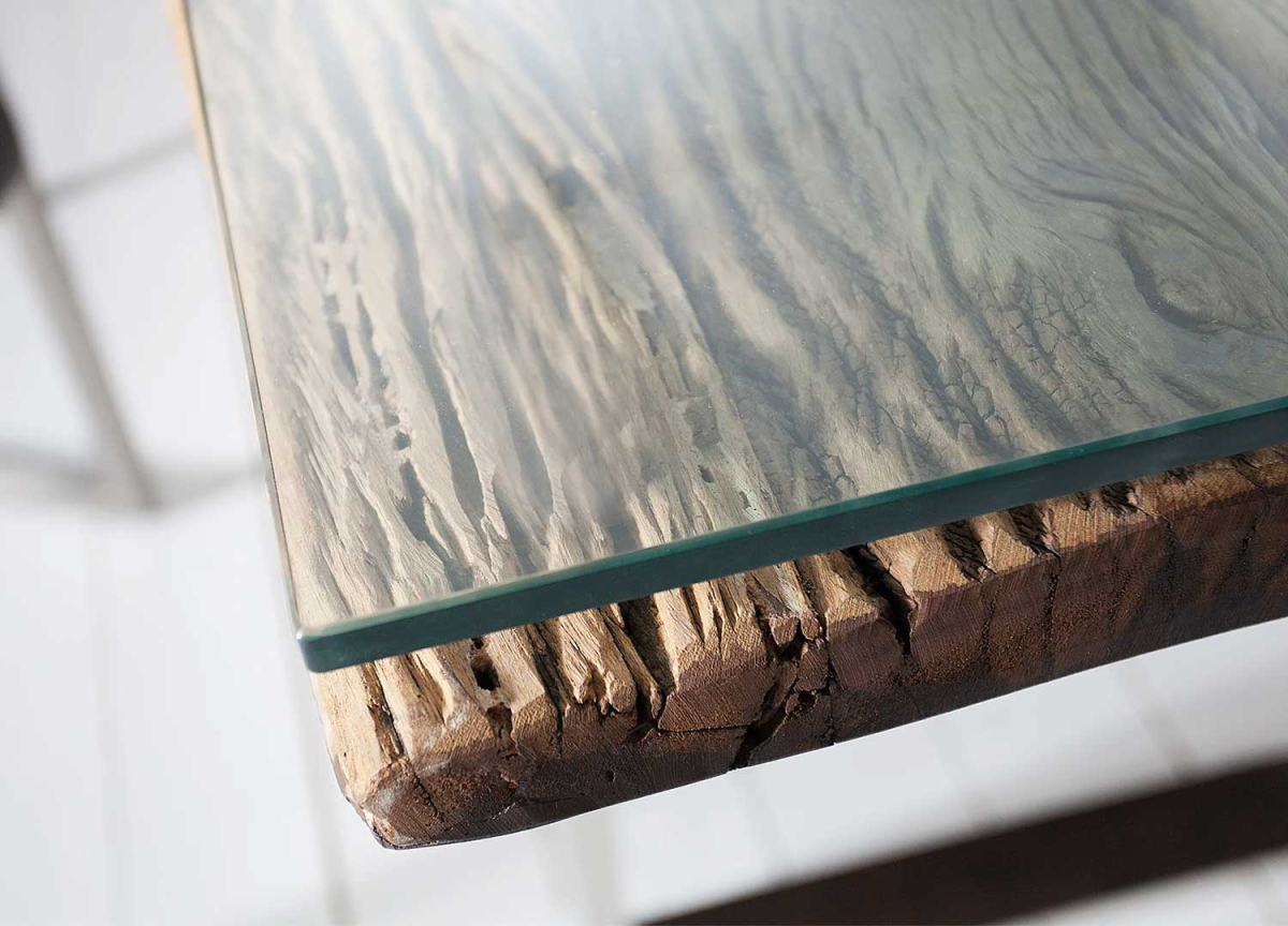 Table de Repas Moderne en Verre et Bois Massif