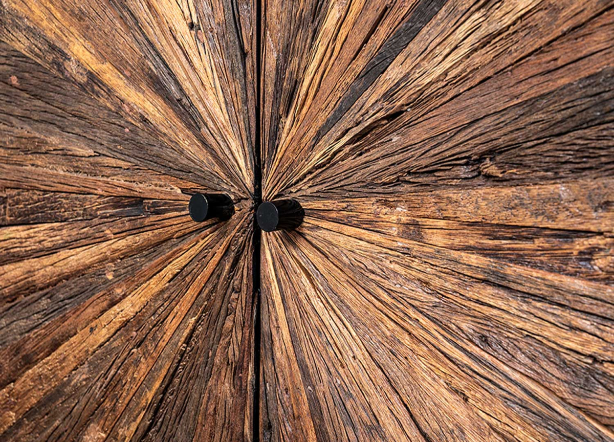 Bahut en Bois Massif et Métal Noir Industriel