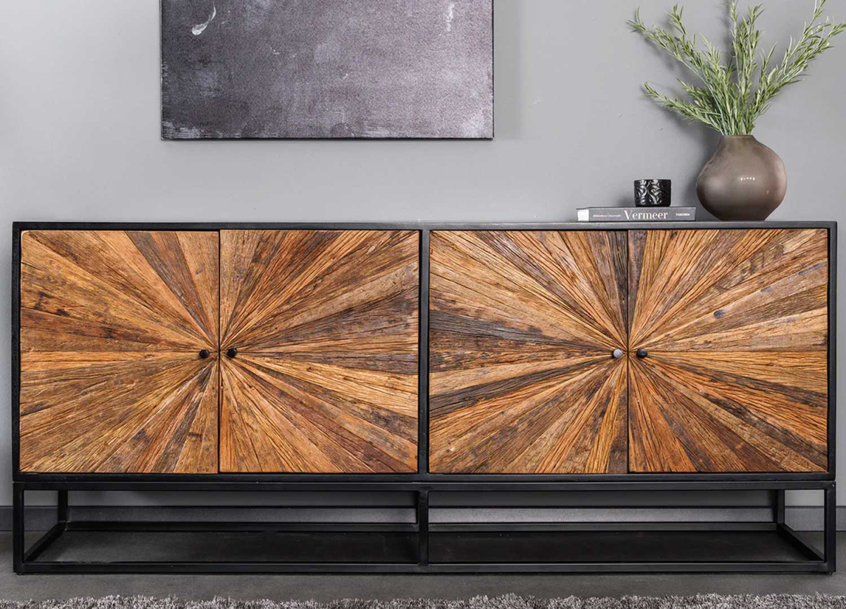 buffet original en bois de teck et manguier noir