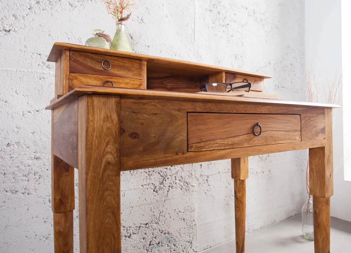 Bureau avec Rangement en Bois Massif