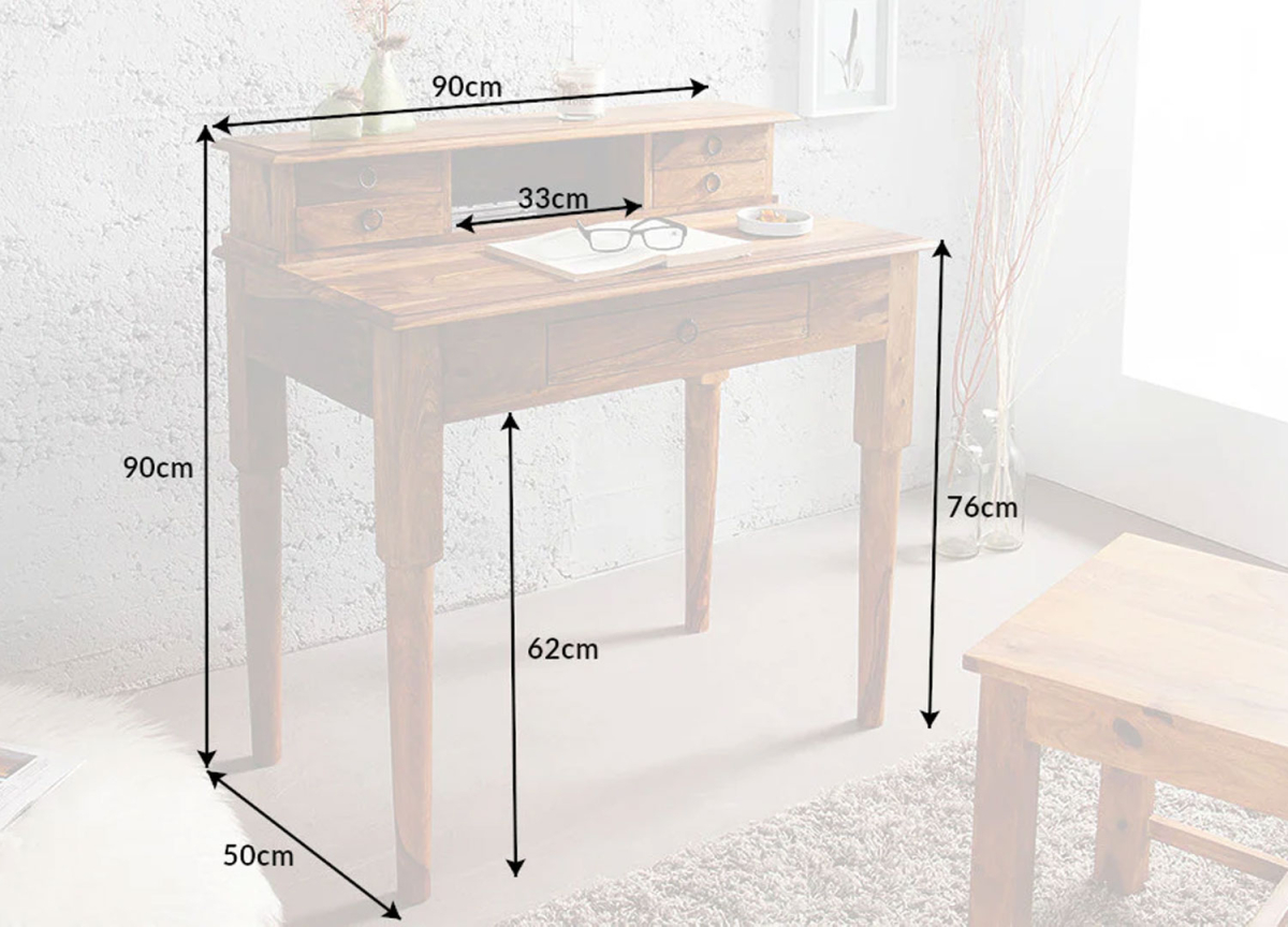 Bureau avec Rangement en Bois Massif
