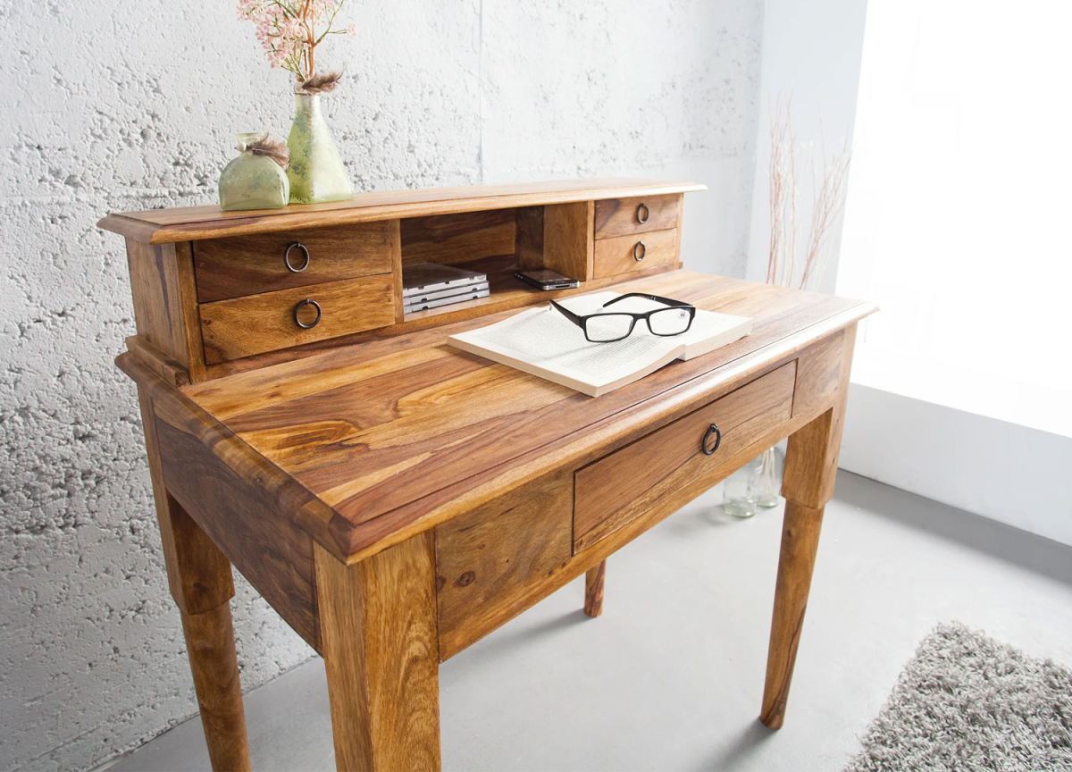 Bureau avec Rangement en Bois Massif