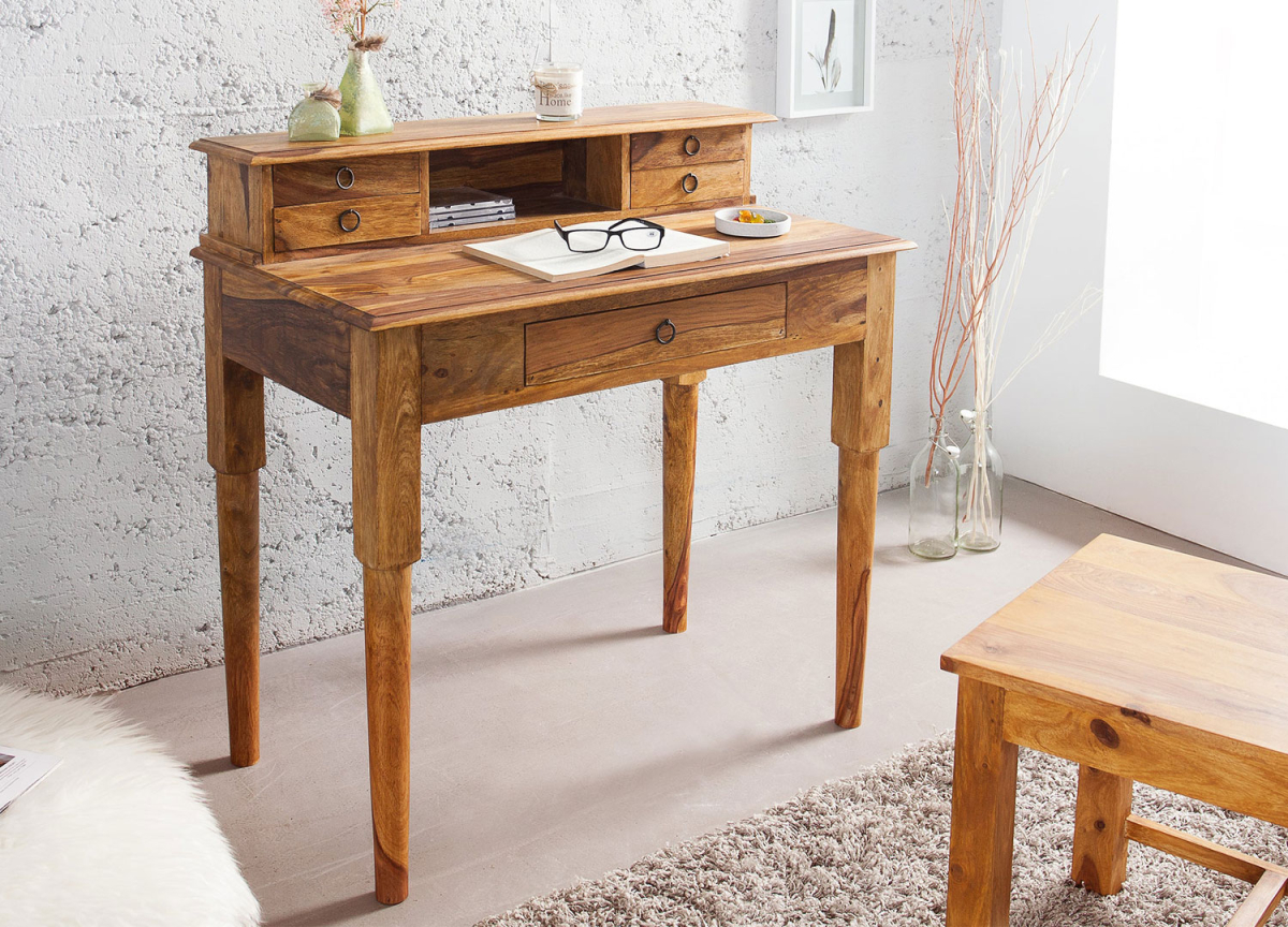 Bureau secrétaire rustique en bois massif