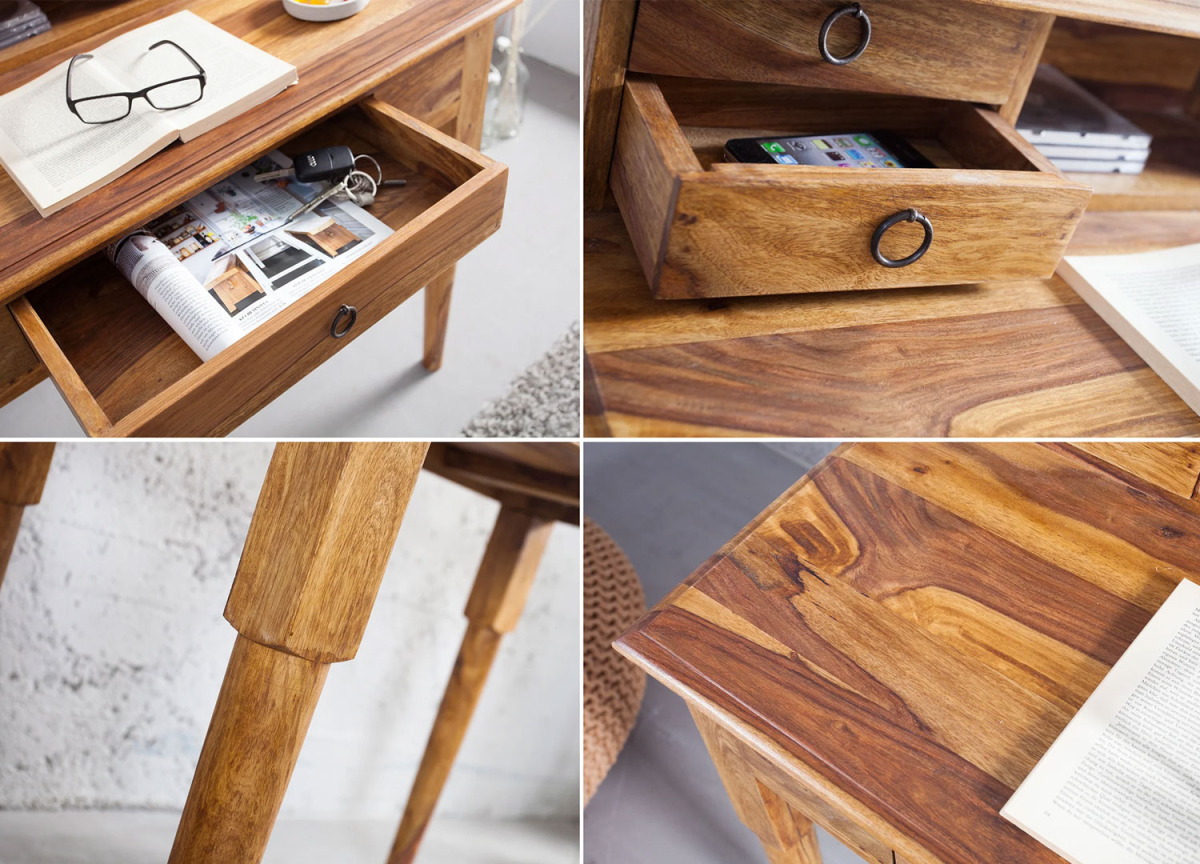 Bureau avec Rangement en Bois Massif