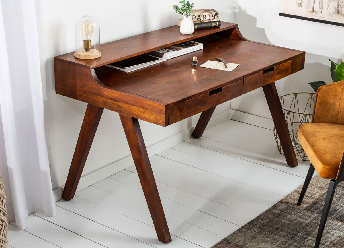 Bureau en bois massif avec tiroirs de rangement