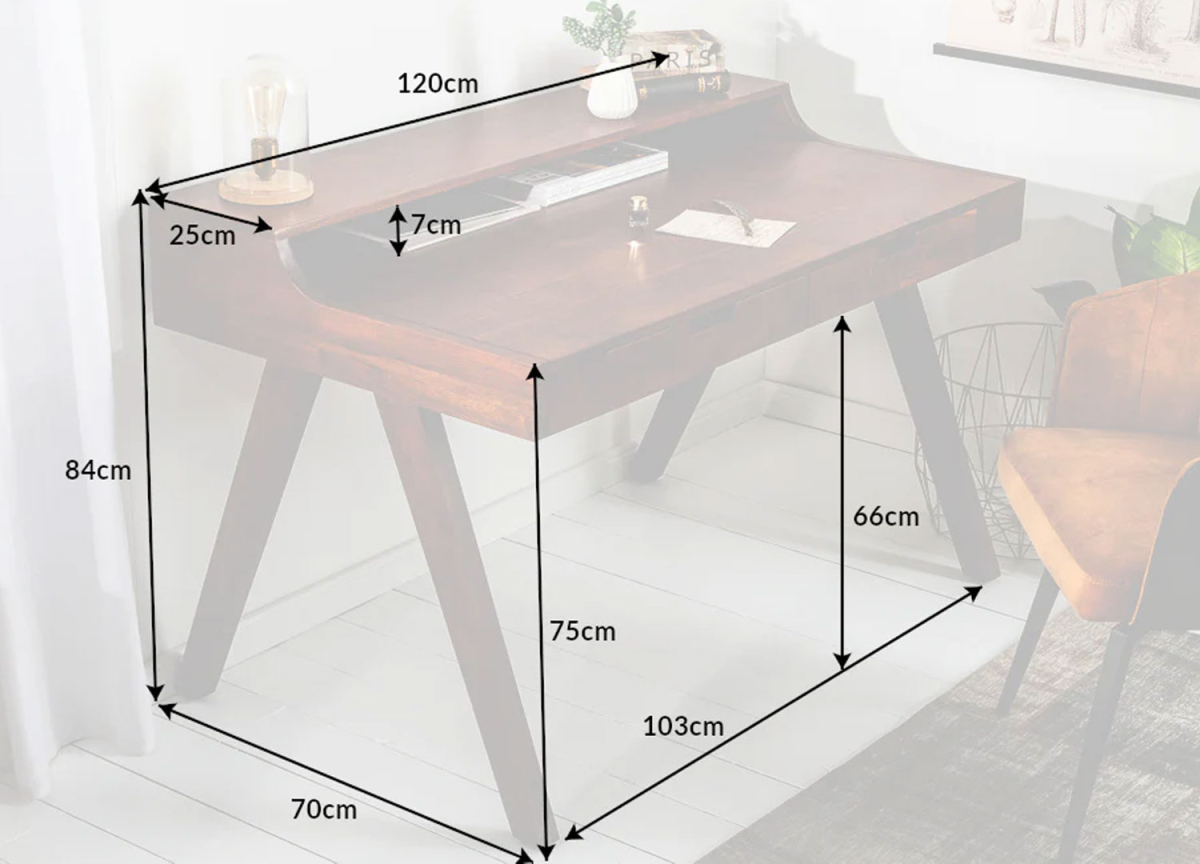 Bureau Secrétaire en Bois Foncé