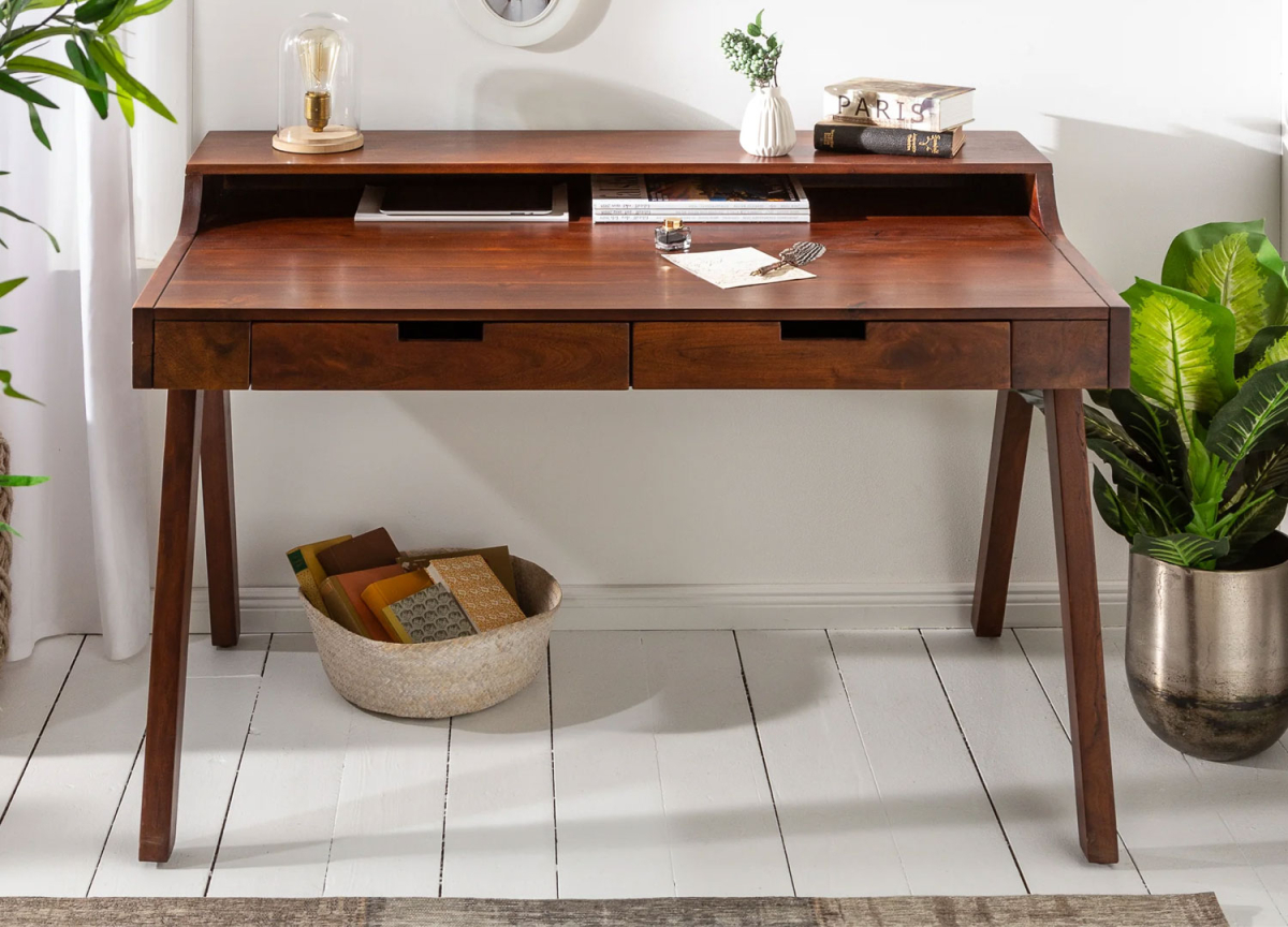 Bureau secrétaire en bois foncé