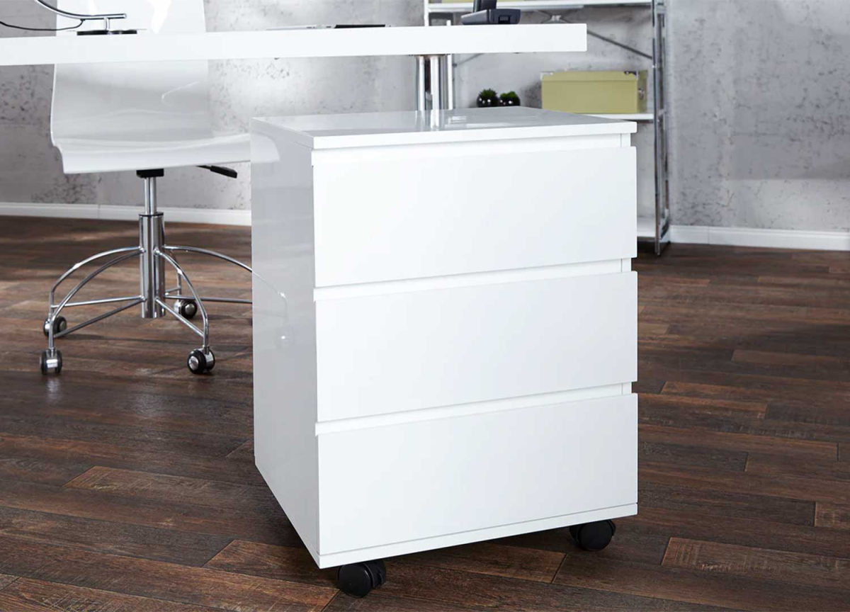 Meuble rangement bureau trois tiroirs blanc