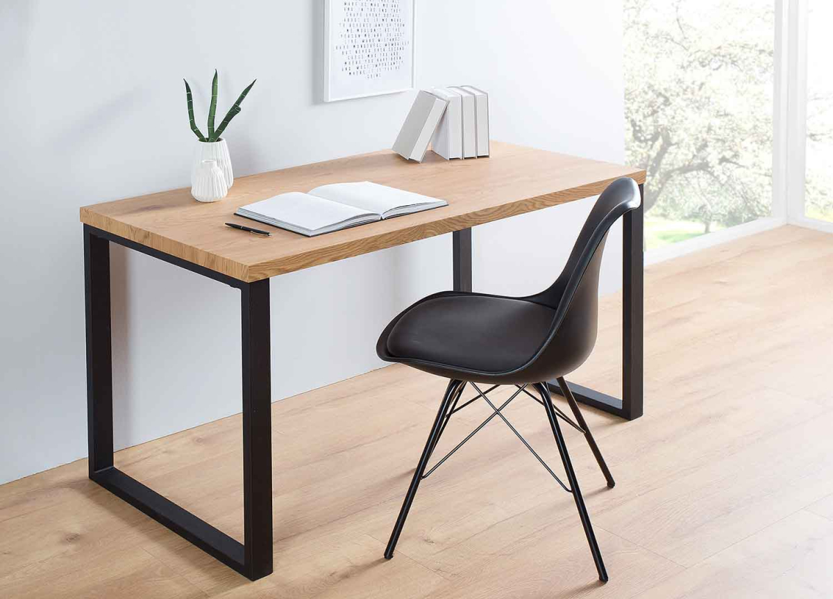 Meuble bureau cm bois chêne et piètement noir