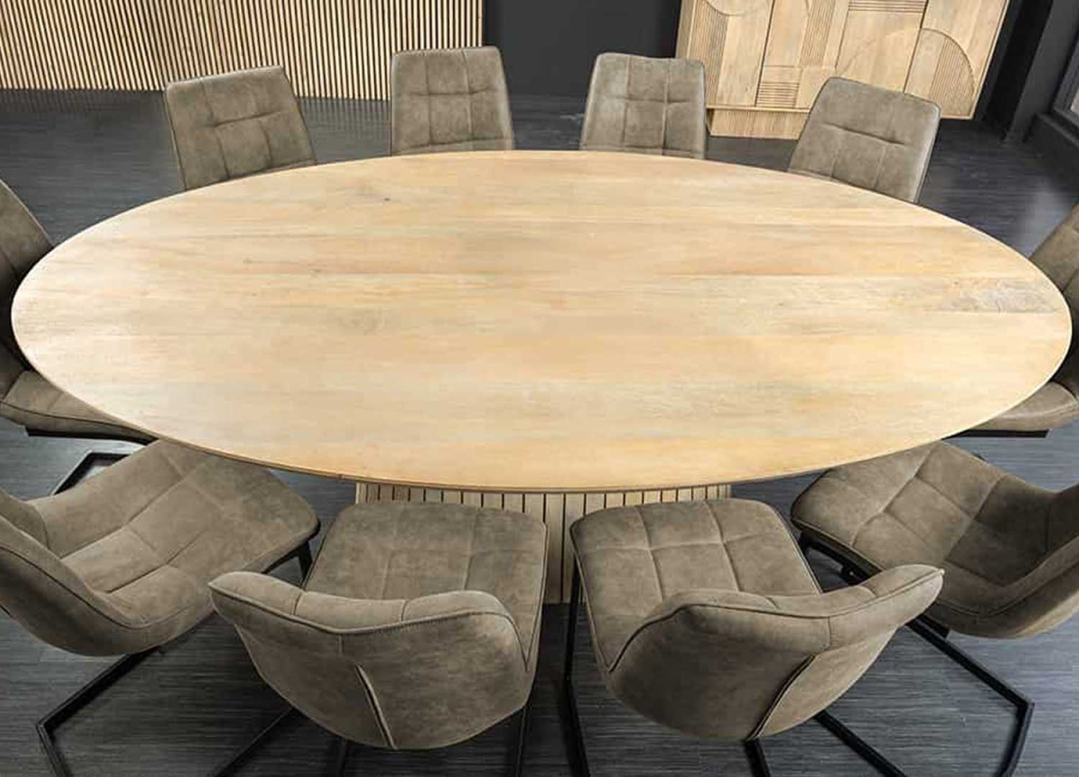 Table à Manger Ovale 220 cm - Manguier Blanchi