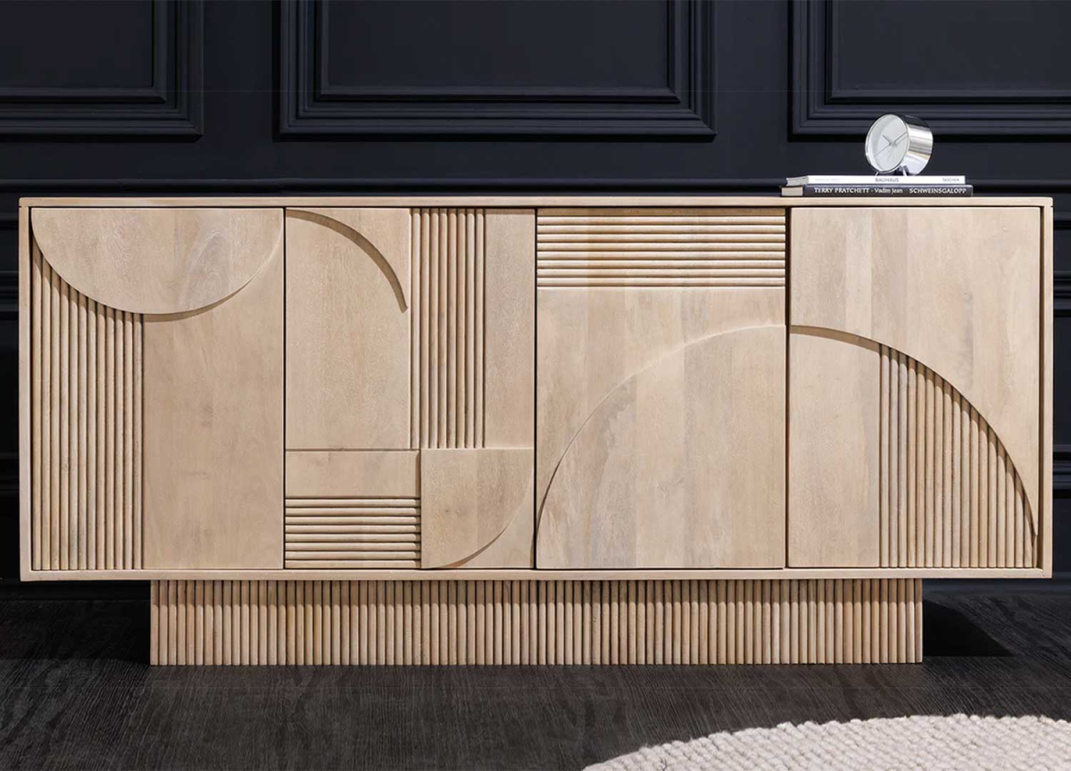 Buffet Art Déco 170cm  Bois de Manguier Blanchi