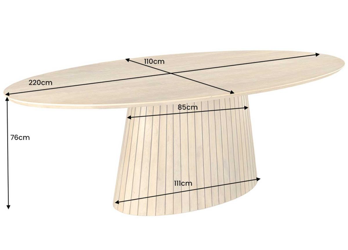 Table à Manger Ovale 220 cm - Manguier Blanchi