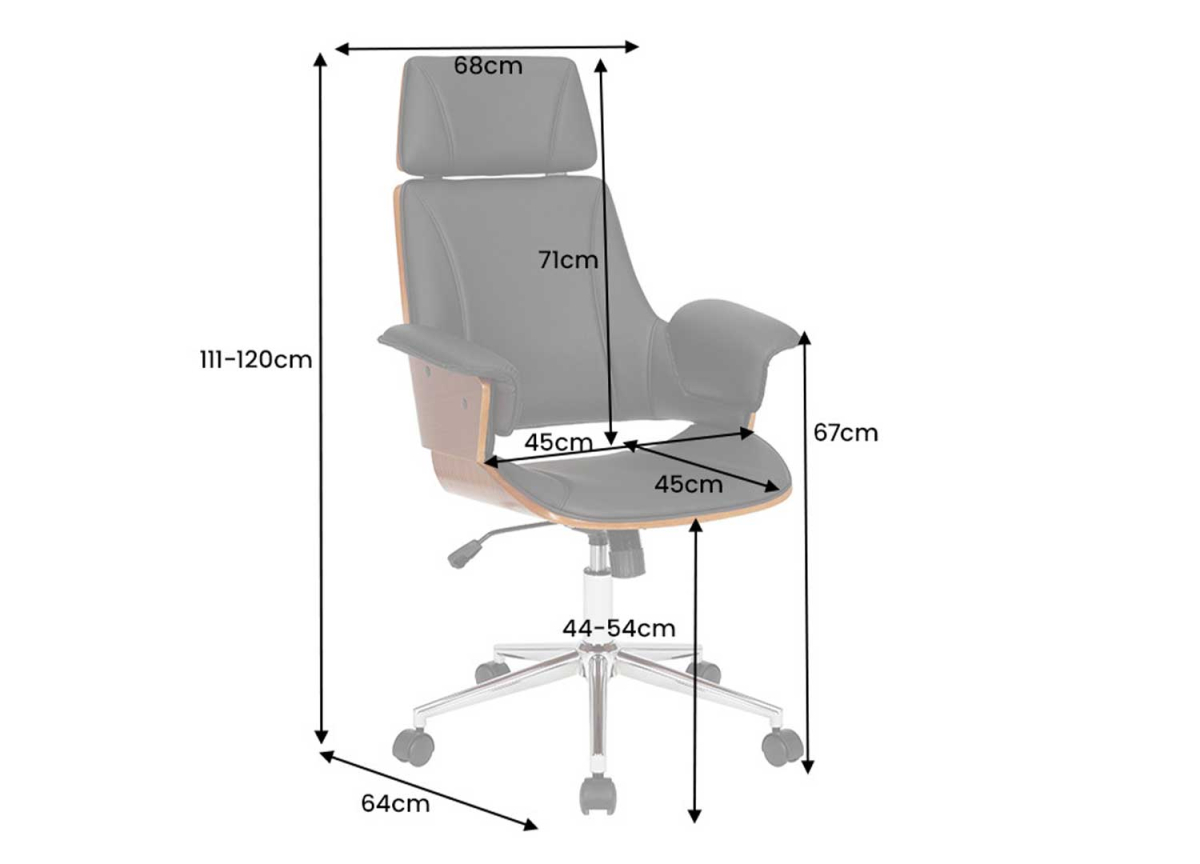 Chaise de bureau similicuir / bois de noyer