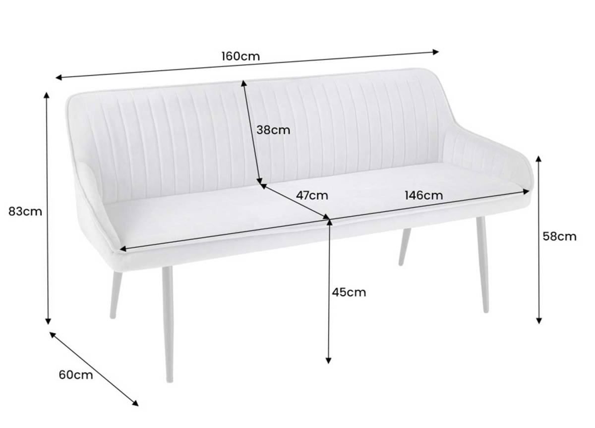 Banquette avec Dossier et Accoudoirs 160 cm