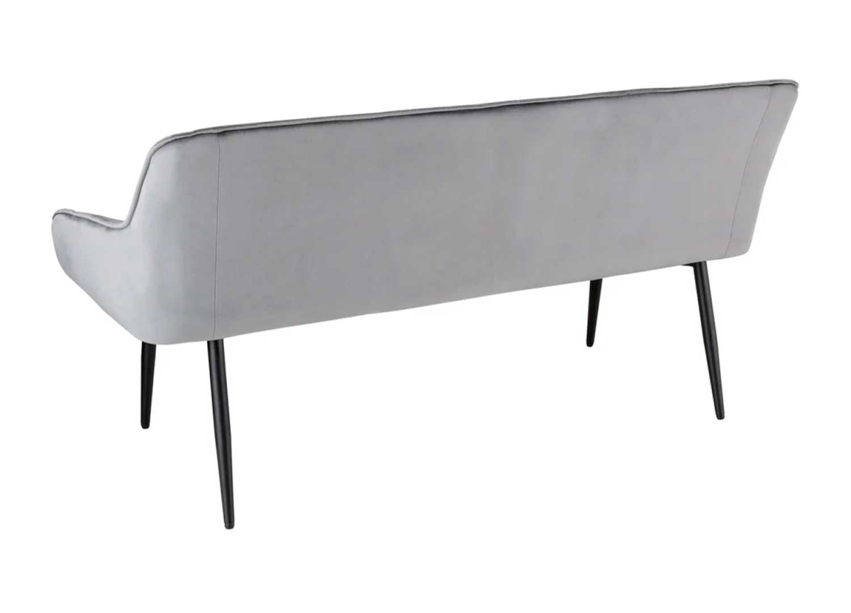 Banquette Velours Gris |Dossier et Accoudoirs 160 cm