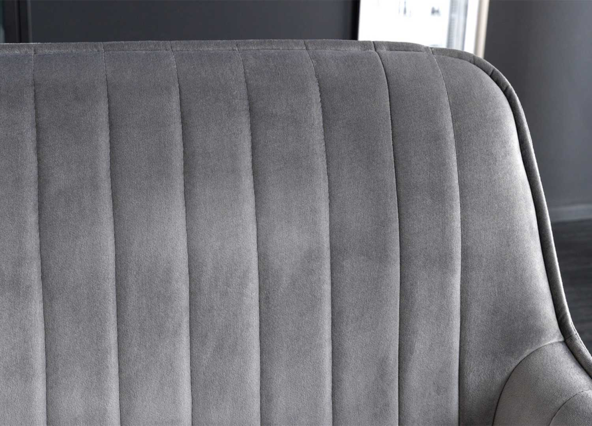 Banquette Velours Gris |Dossier et Accoudoirs 160 cm