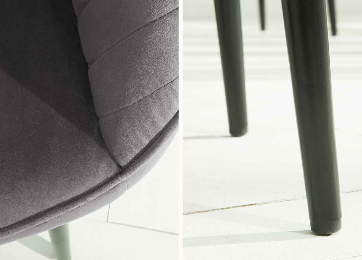 Chaises contemporaines Velours Gris avec Accoudoirs