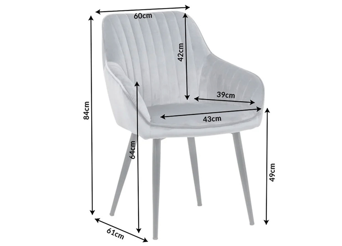 Chaises contemporaines Velours Gris avec Accoudoirs