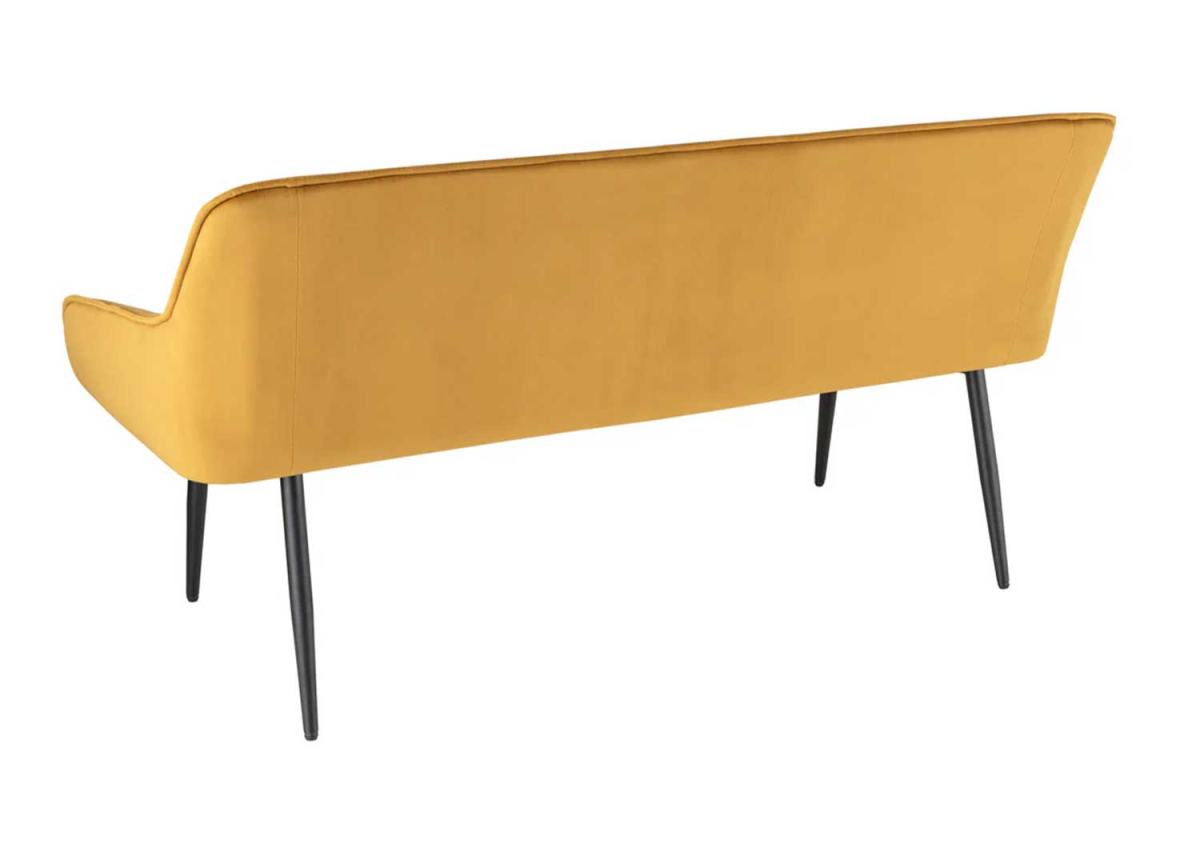 Banquette Velours Jaune | Dossier et Accoudoirs 160 cm