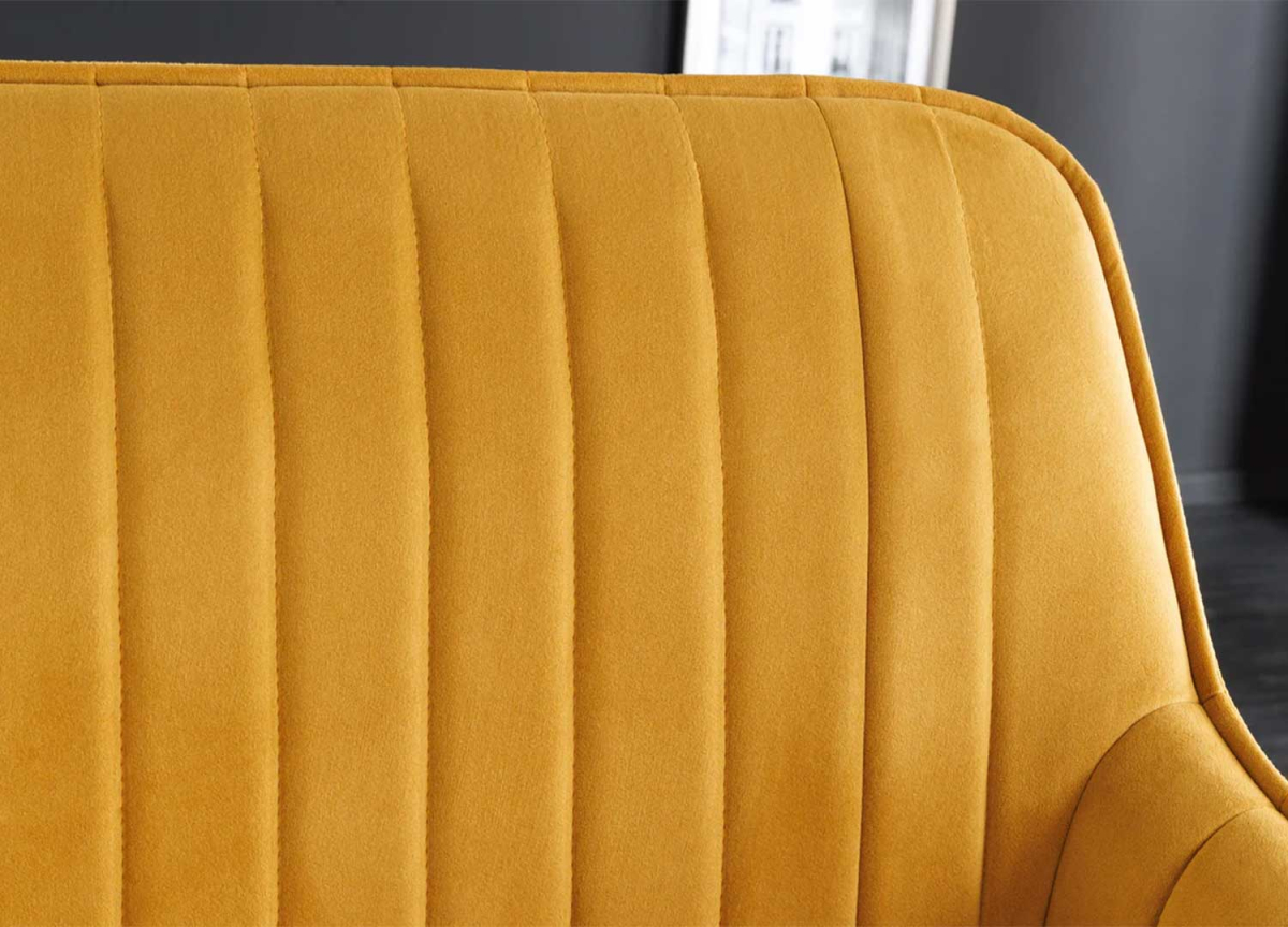 Banquette Velours Jaune | Dossier et Accoudoirs 160 cm