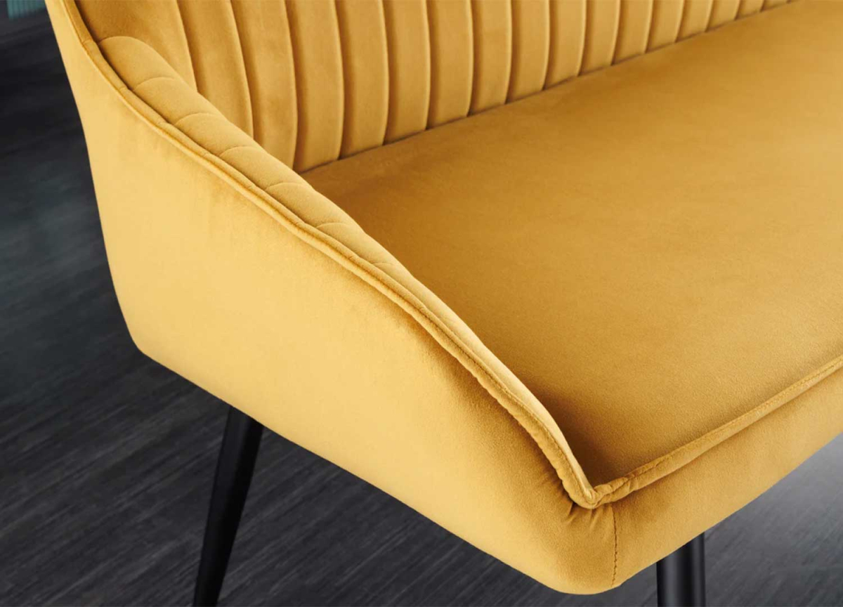 Banquette Velours Jaune | Dossier et Accoudoirs 160 cm