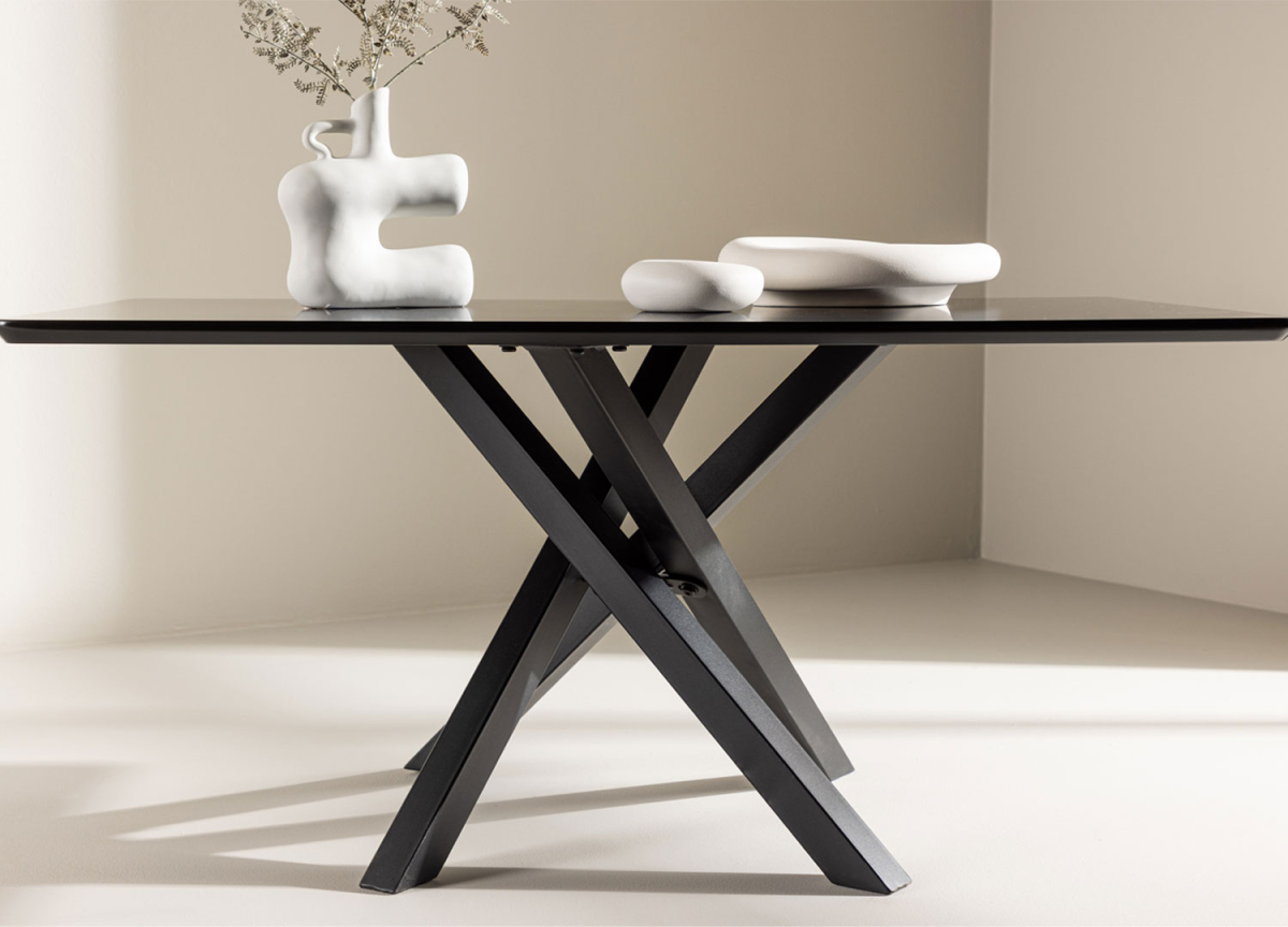 Table basse moderne rectangulaire noir pieds mikado pas cher