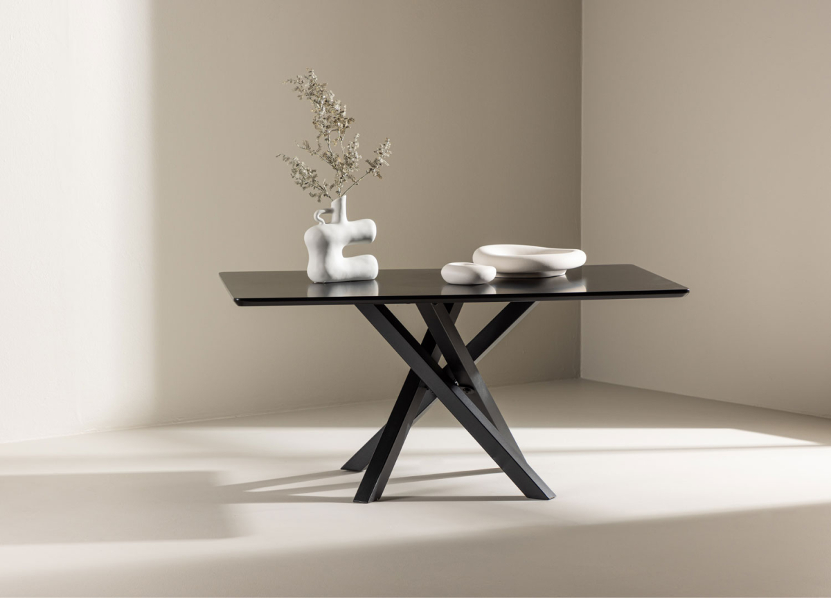 Table basse noire rectangulaire pieds mikado pas cher