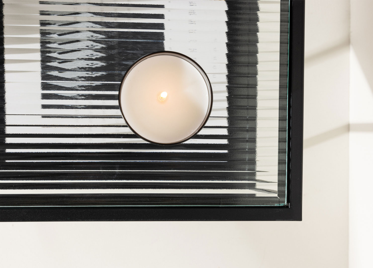 Table d'Appoint 40 cm Verre et Métal Noir