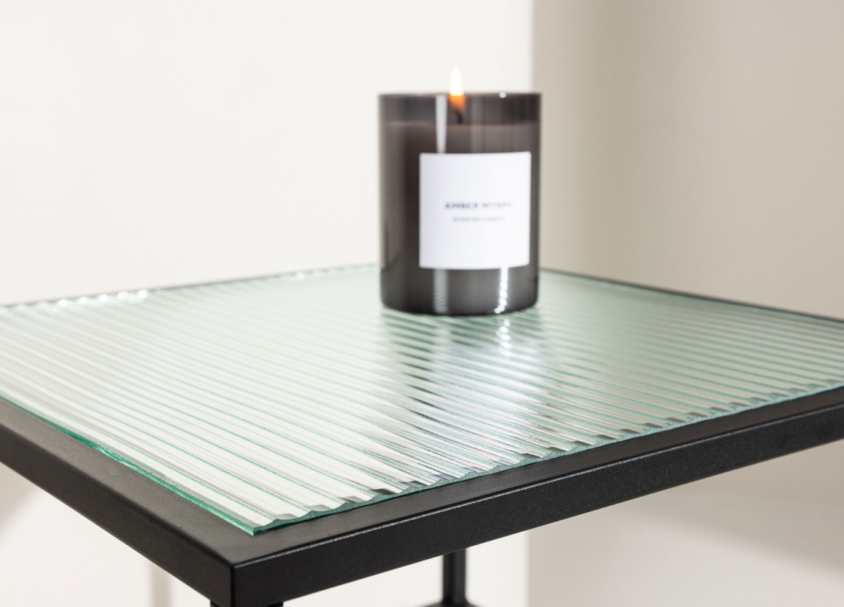 Table d'Appoint 40 cm Verre et Métal Noir