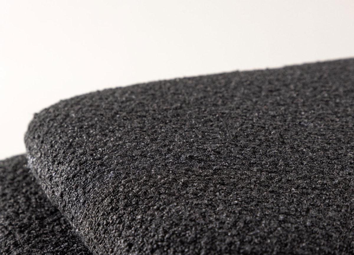 Banquette en tissu peluche noir 100 cm