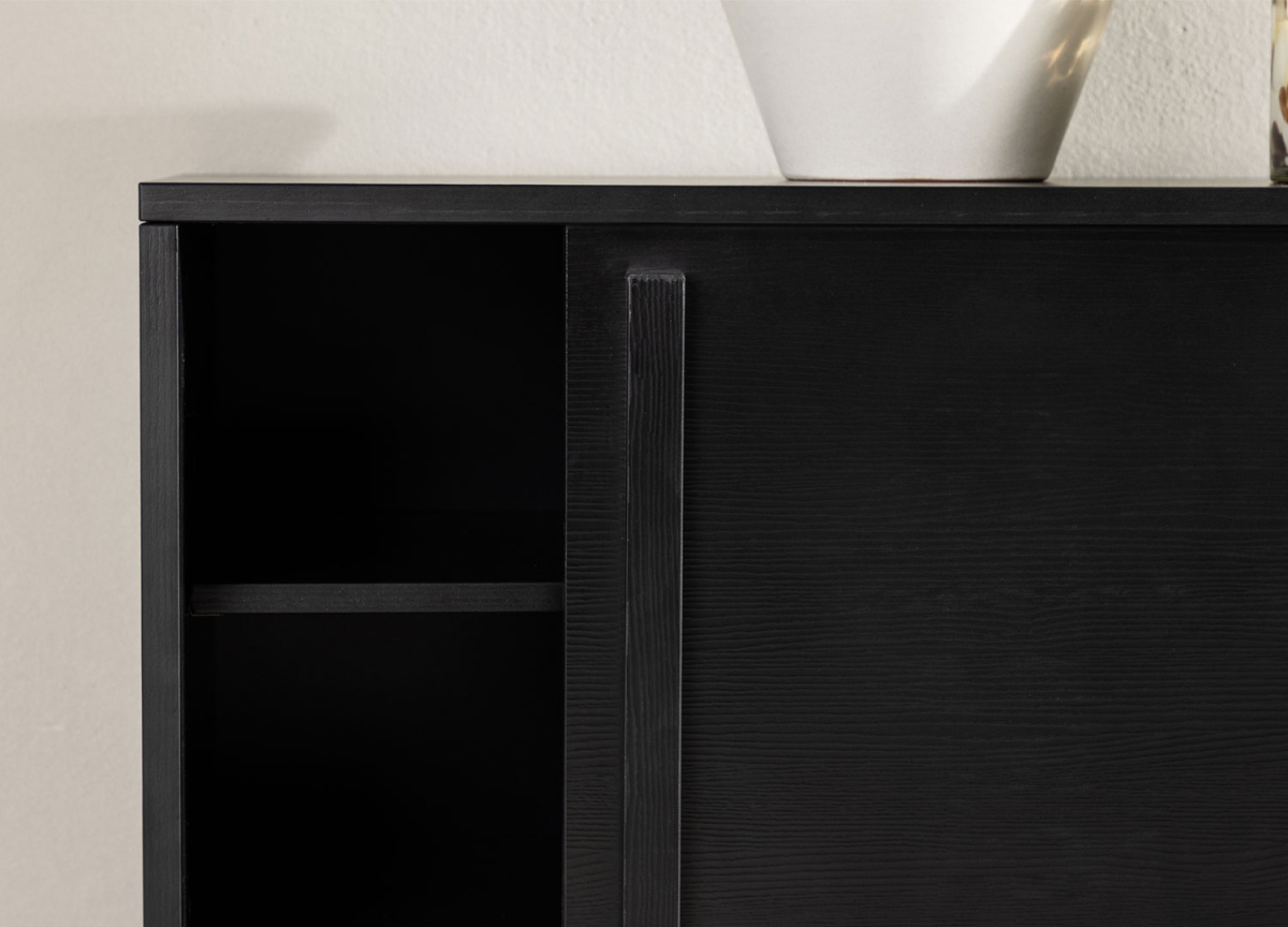 Meuble TV noir 2 portes 180 cm