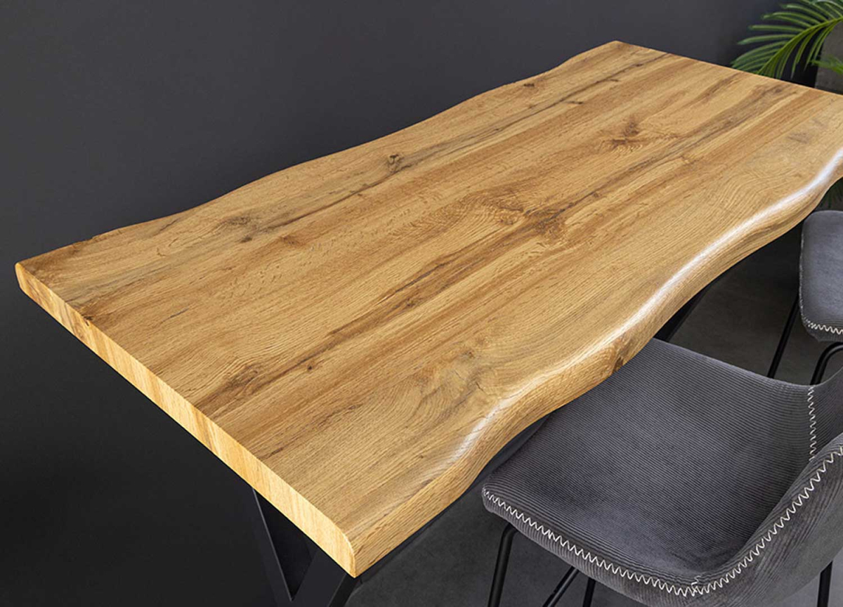 Table de Bar 120 cm chêne et métal noir