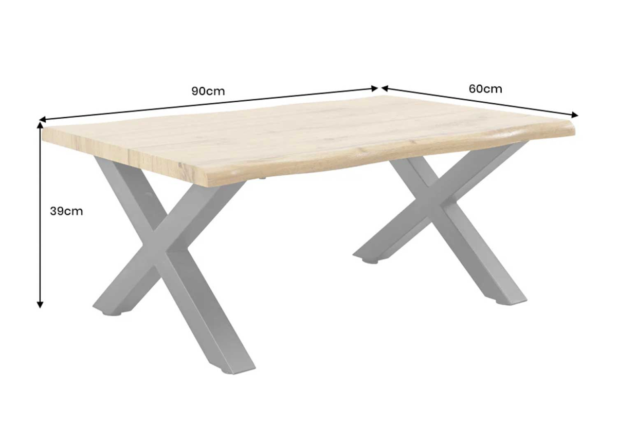 Table Basse aspect chêne et métal noir