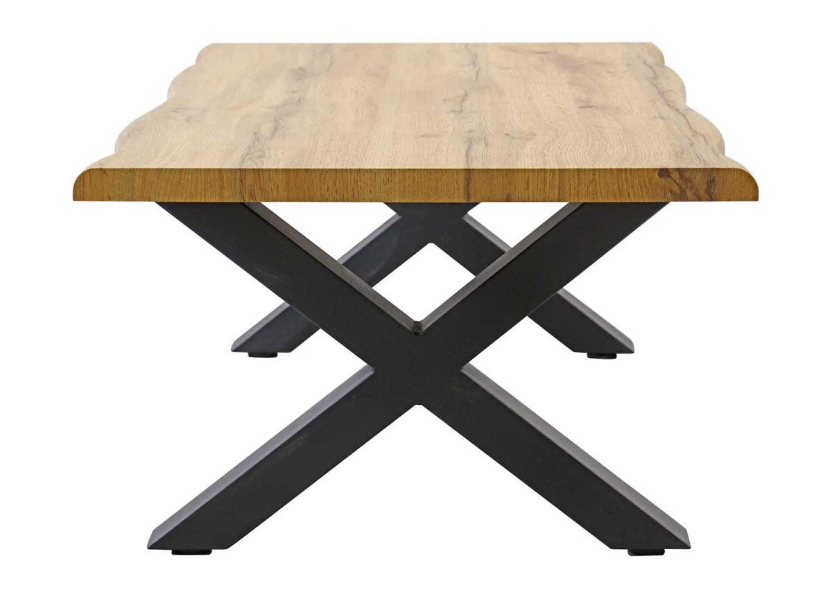 Table Basse aspect chêne et métal noir