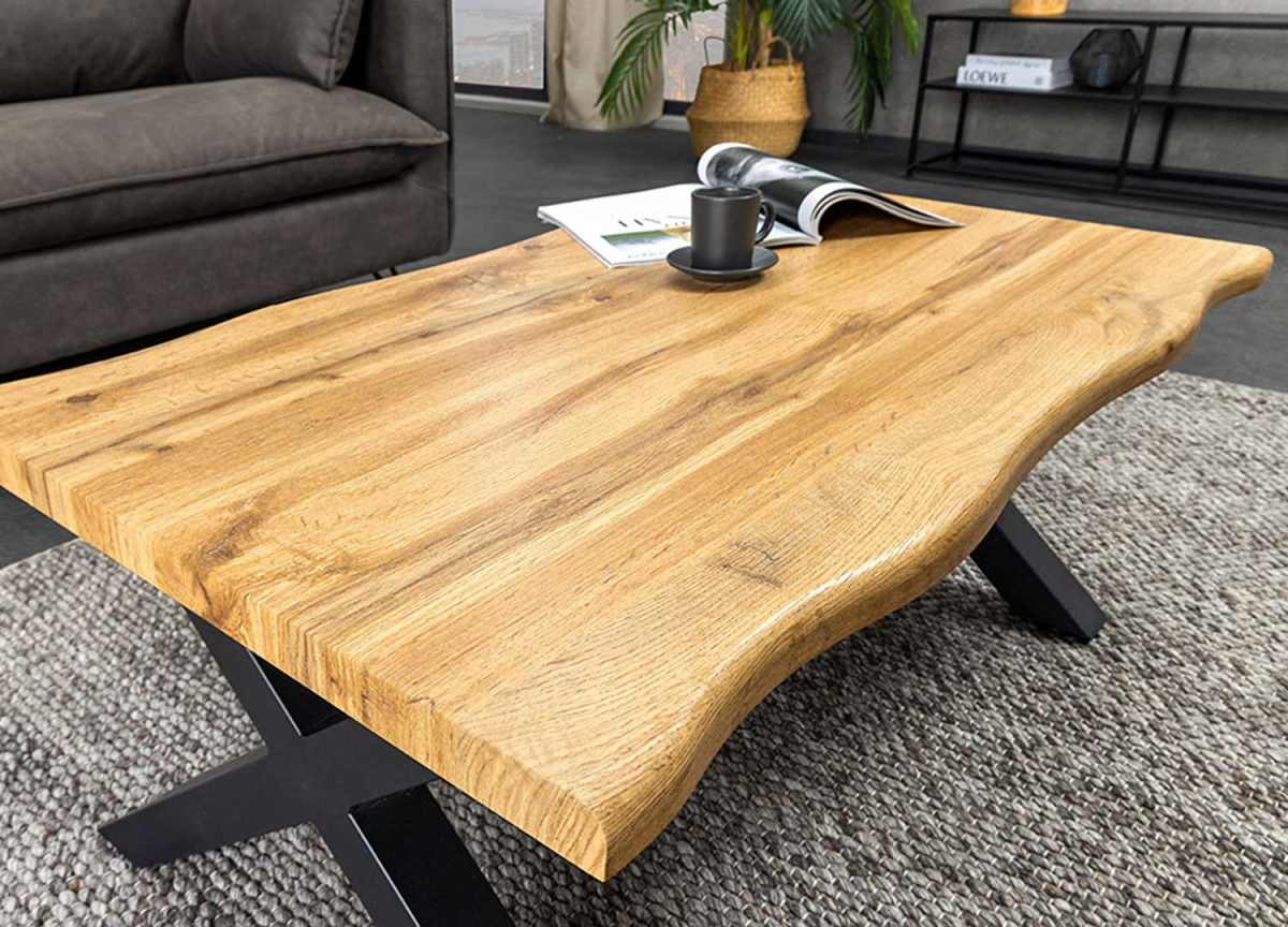 Table basse de salon design bois et métal