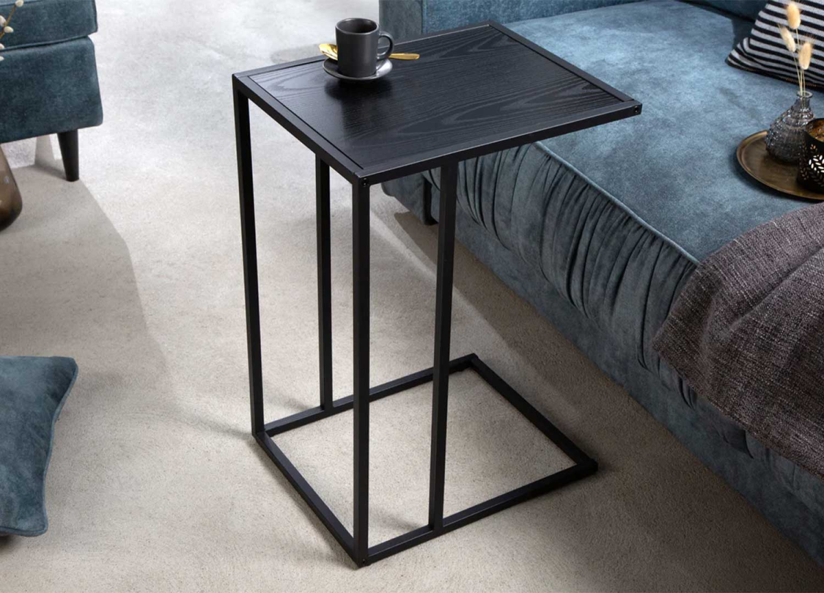 Bout de canapé moderne frêne noir