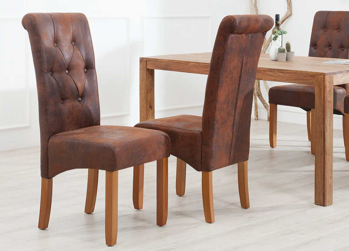 Chaise moderne en tissu marron vieilli