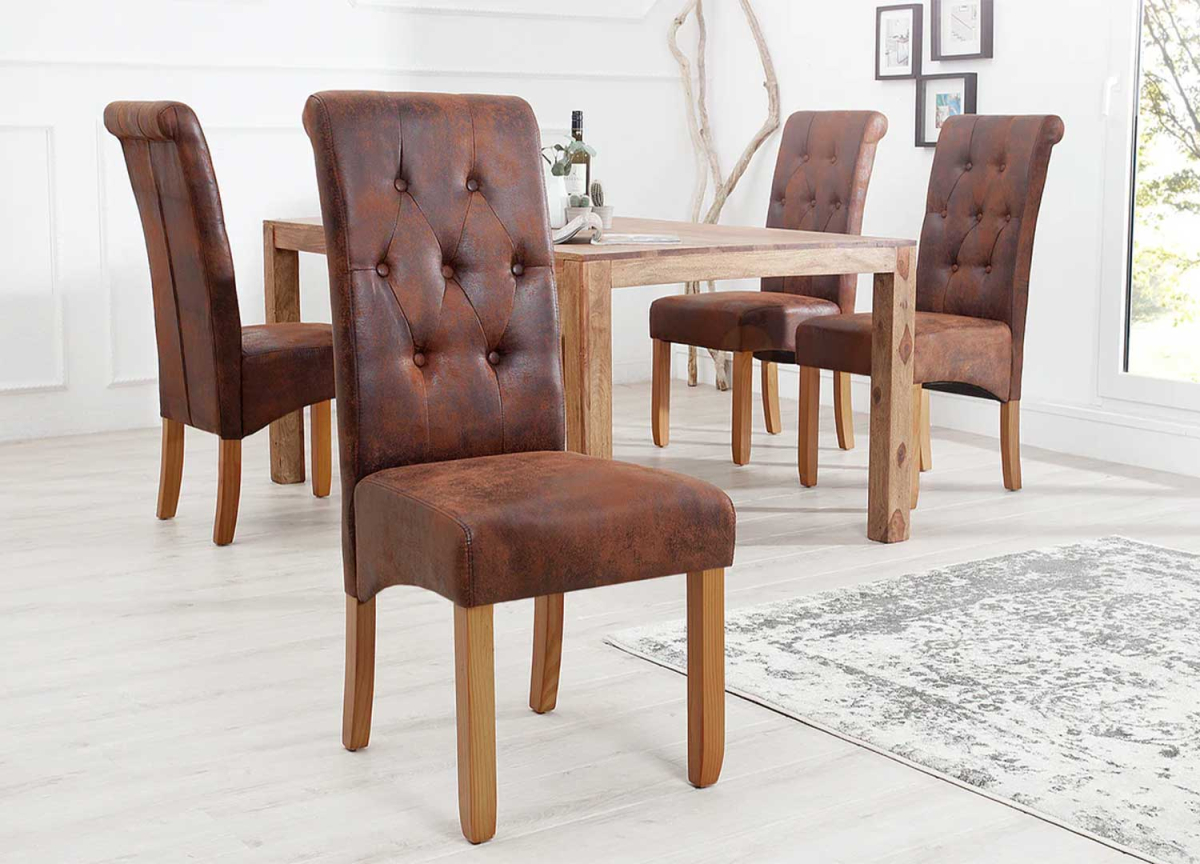 Chaise de table tissu marron vintage
