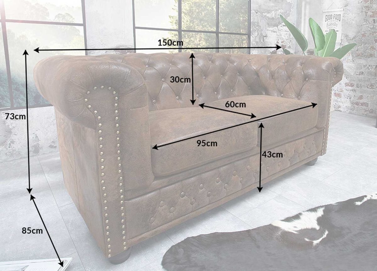 Canapé 2 places 150 cm rétro vintage