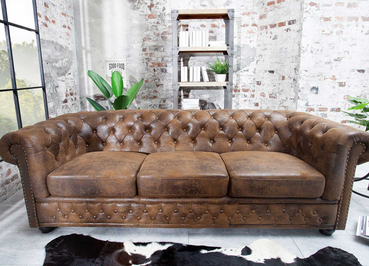 Canapé vintage aspect marron antique