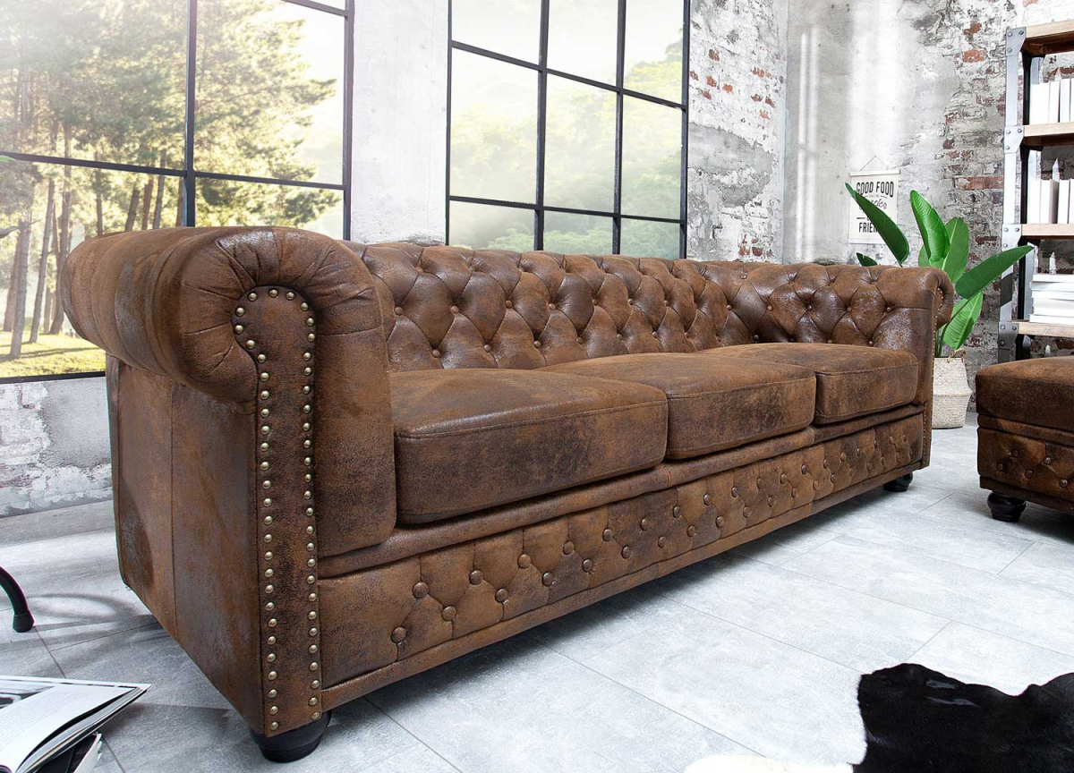 Canapé vintage aspect marron antique