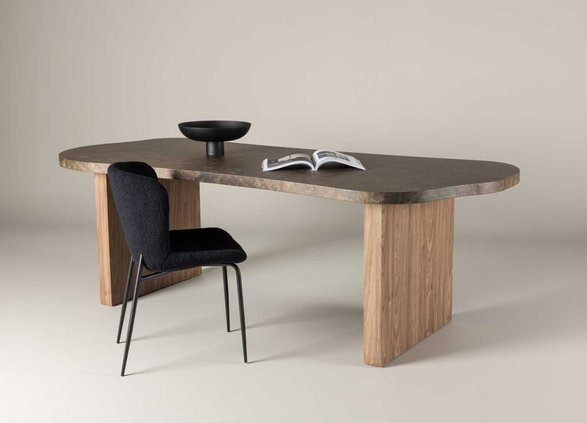 Table de repas design forme arrondie six personnes