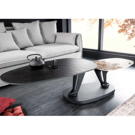 Table basse moderne deux plateaux en céramique modulables
