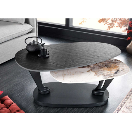 Table basse plateau rotatif en céramique