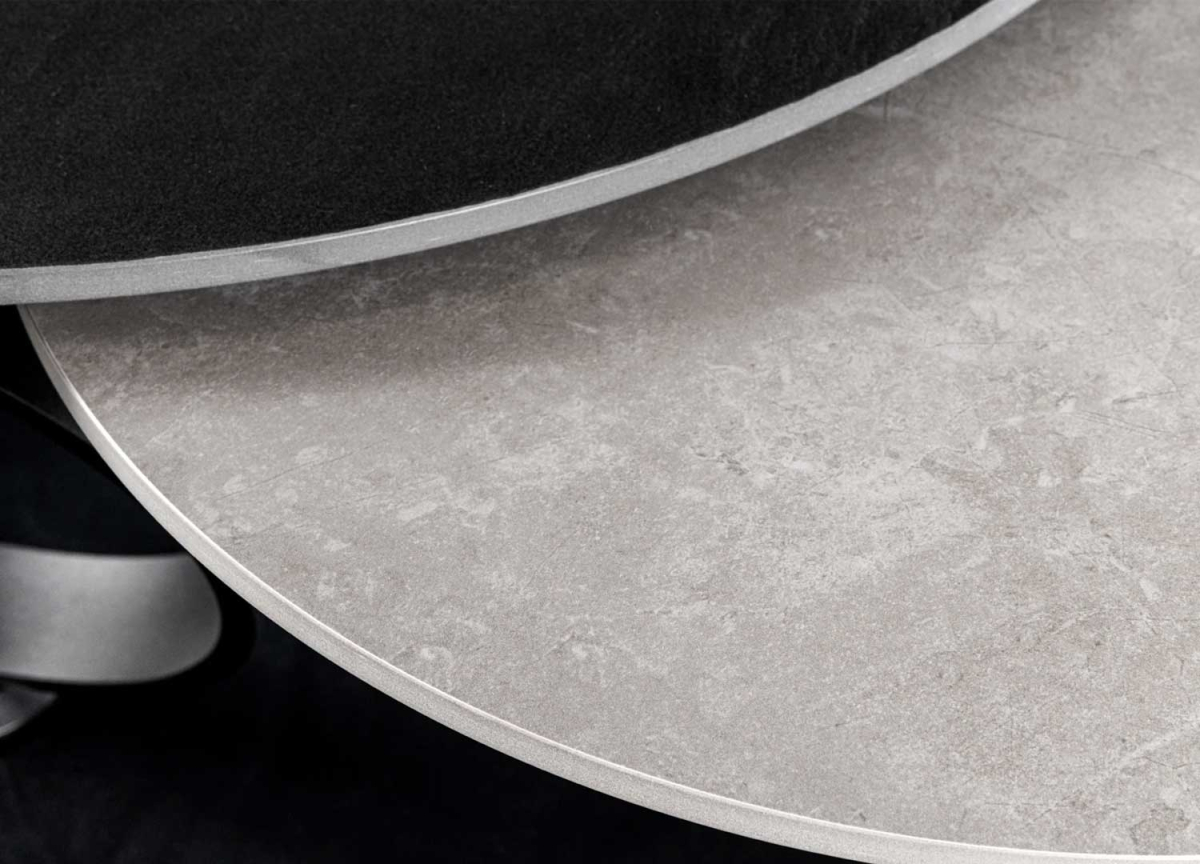 Table Basse Plateaux Ronds Rotatifs gris et noir